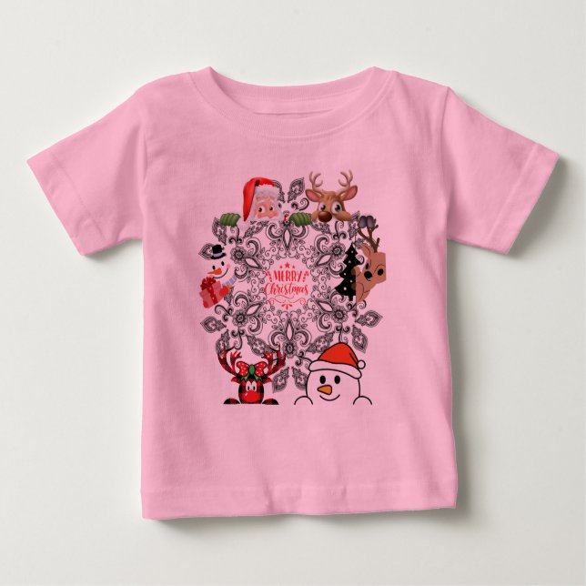 T - Shirt Baby Weihnachten Design pink (Vorderseite)