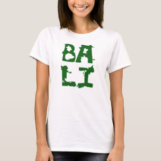 T-Shirt Balis weißer Grüntext für Frau