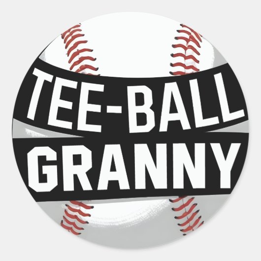 T-Shirt-Ball Granny Teeball Oma Runder Aufkleber (Vorderseite)