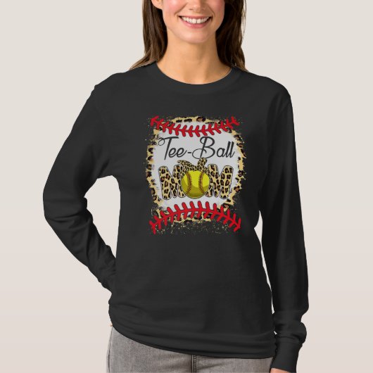 T-Shirt Ball Mama Softball Leopard geblasen Mutter (Vorderseite)
