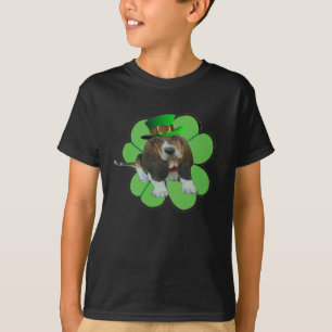 T - Shirt Basset Hound Happy St. Patrick's Clover