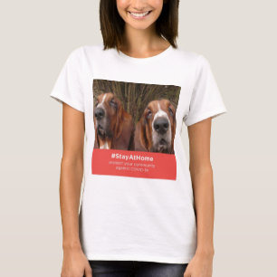 T - Shirt Basset Hounds Bleibe Zuhause