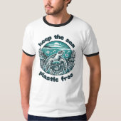 T-Shirt "behalten Sea Plastic Free Ocean Life" (Vorderseite)