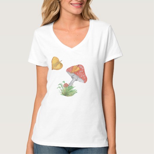 T - Shirt Bezaubernde Herbstpilze im Wasser (Vorderseite)