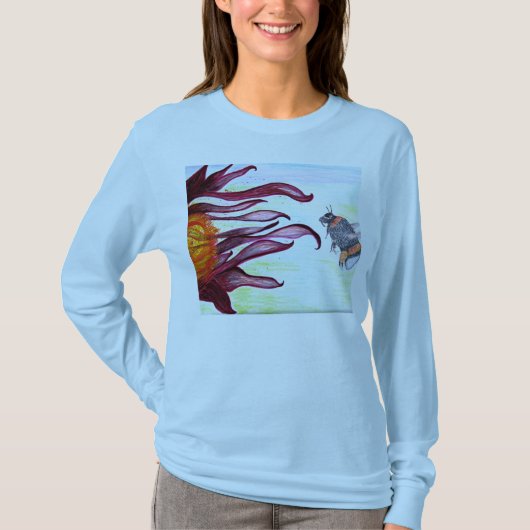 T - Shirt - Bienen-und Blumen-Kunst (Vorderseite)