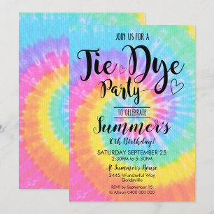 T-Shirt-Bindemuster-Party-Einladung Hippy T-Shirt- Einladung