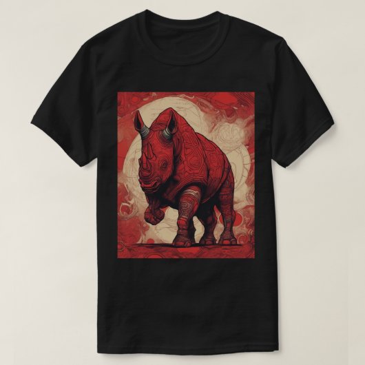 T - Shirt Black, Red Rhino (Design vorne)