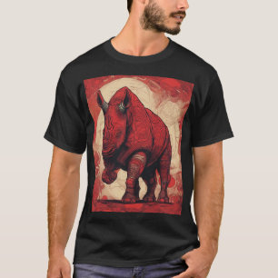 T - Shirt Black, Red Rhino