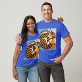 T - Shirt blauer Katze gemustert (Unisex)