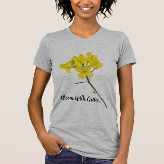T - Shirt "Bloom with Grace: Mustard Blume Design  (Vorderseite)