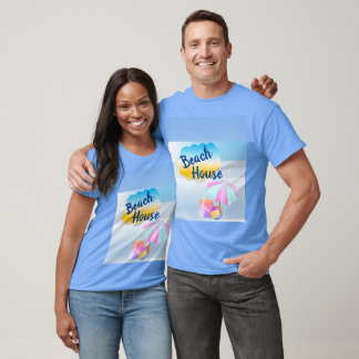 T - Shirt Blue and Pink Beach House