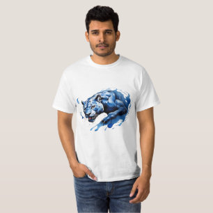 T - Shirt Blue Leopard Design Angry & Dangerous