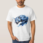 T - Shirt Blue Leopard Design Angry & Dangerous (Vorderseite)
