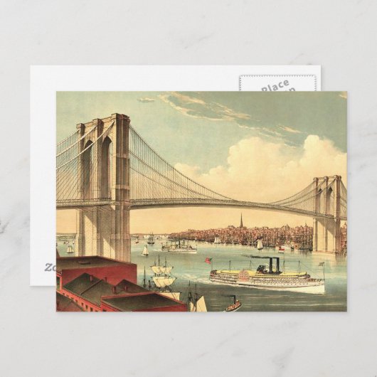 T-Shirt Brooklyn Bridge Postkarte (Vorne/Hinten)