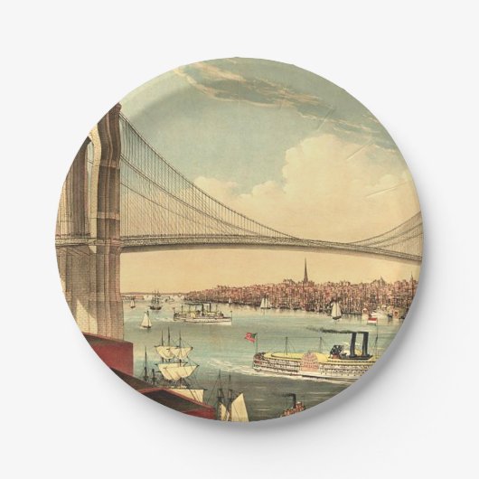 T-SHIRT Brooklyn-Brücke Pappteller (Vorderseite)