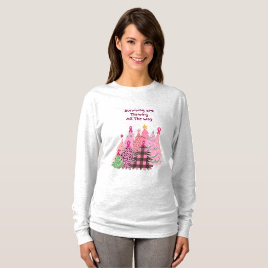 T - Shirt Brustkrebs streben & Weihnachten überleb (Vorne ganz)