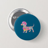 T-Shirt Bunte Eier Dachshund Hund Welpe Button (Vorne & Hinten)
