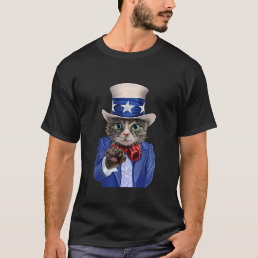 T Shirt Cat Impersonate Uncle Sam Join US Army Rec (Vorderseite)