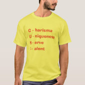 T - Shirt Charisma Einzigartigkeit Nerv und Talent (Vorderseite)