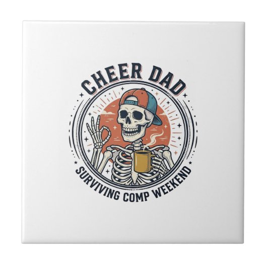 T-Shirt Cheer Dad Surviving Comp Wochenende Skelet Fliese (Vorderseite)