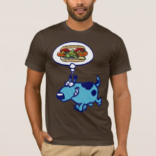 T - Shirt Chicagos Hotdog-(blauer Cartoonhund)