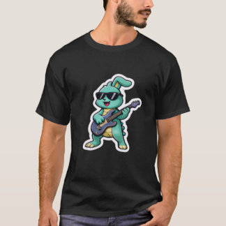 T-shirt – Cool Guitar Bunny Cartoon 
