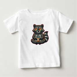 T-Shirt Cooler Waschbär trinkt Hafermilch-Eiskaffe