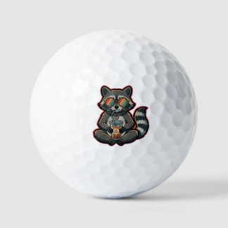T-Shirt Cooler Waschbär trinkt Hafermilch-Eiskaffe Golfball