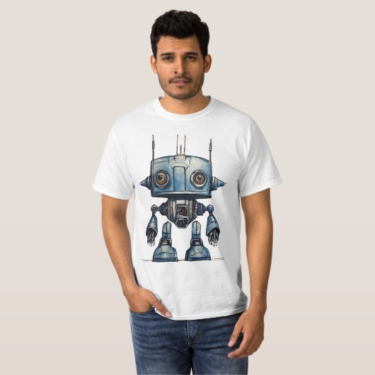 T - Shirt Cosmic Whimsy: Design von SCI-FI-Roboter (Vorne ganz)
