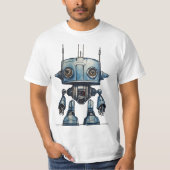 T - Shirt Cosmic Whimsy: Design von SCI-FI-Roboter (Vorderseite)