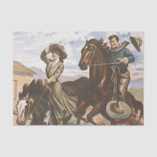 T-SHIRT Cowgirl-alte Schule Seidenpapier (Vorderseite)