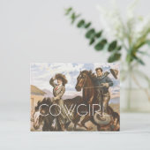 T-Shirt Cowgirl Old School Postkarte (Stehend Vorderseite)