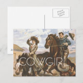 T-Shirt Cowgirl Old School Postkarte (Vorne/Hinten)