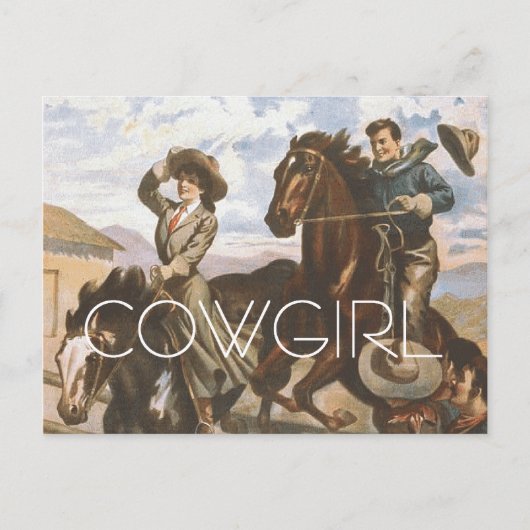 T-Shirt Cowgirl Old School Postkarte (Vorderseite)
