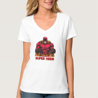 T - Shirt "Crimson Defender Women's V-Neck Superhe