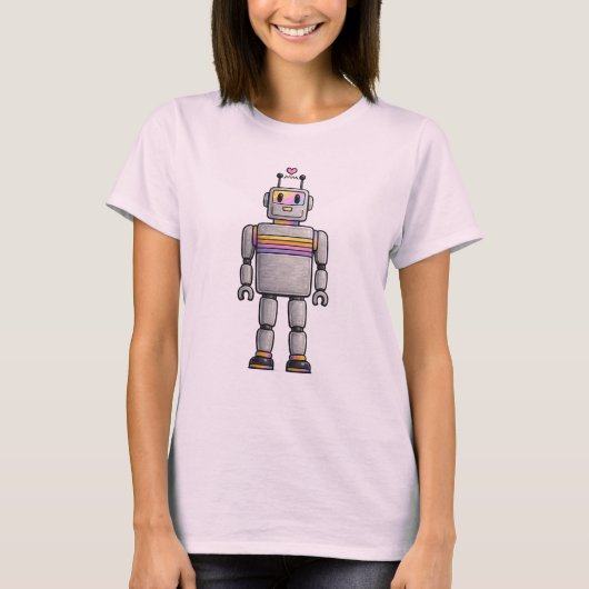 T-Shirt Damen mit Roboter (Vorderseite)