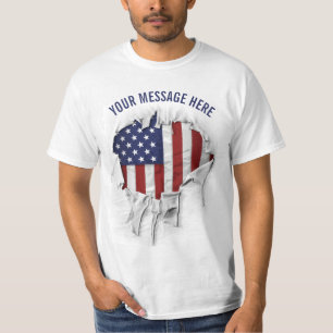 T - Shirt der amerikanischen Flagge (gerippt, geri