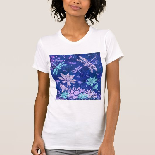 T - Shirt der Blume und Libellen (Vorderseite)