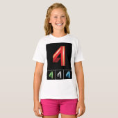 T - Shirt der farbenfrohen Nummer vier Mädchen (Vorne ganz)