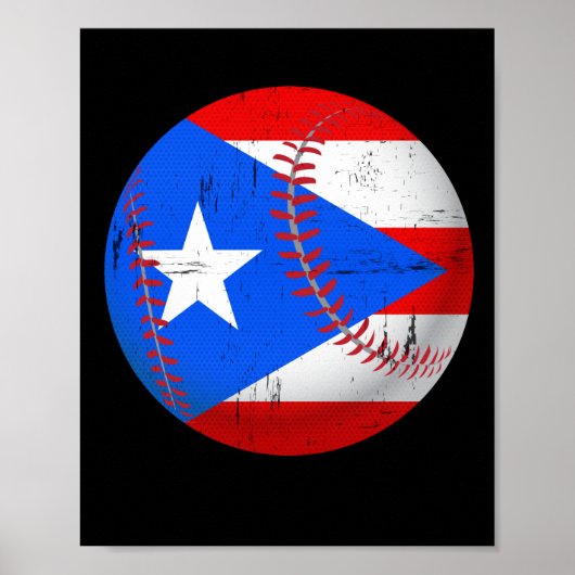 T - Shirt der Flagge Puerto Rico Baseball Poster (Vorne)