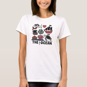 T - Shirt der Frau I LIEBE OZEAN