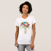 T-Shirt der Frau mit Bouquet von Blume (Vorne ganz)
