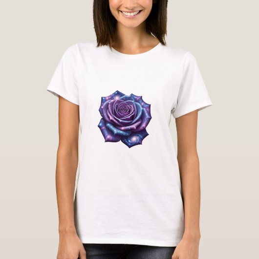 T - Shirt der kosmischen Rose - Himmelsblut im Wel (Vorderseite)