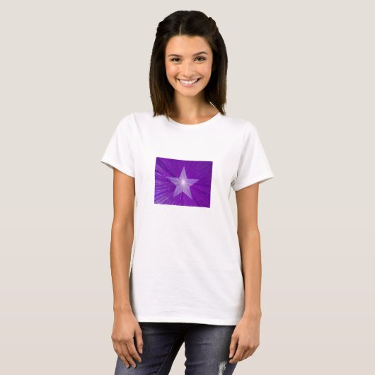 T - Shirt der lila Star-Frauen weiß (Vorne ganz)