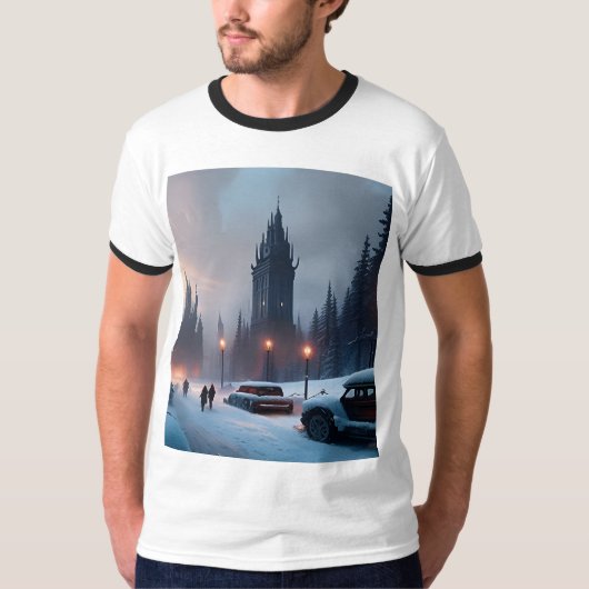 T - Shirt der Männer - Eine Winterstadt (Vorderseite)