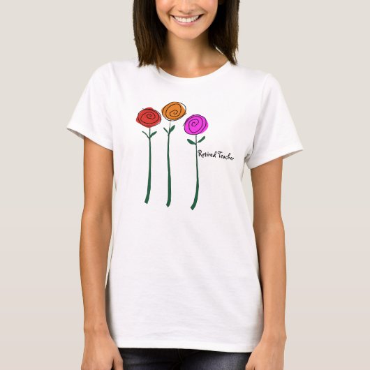 T - Shirt der müden Lehrer Whimsikische Rose (Vorderseite)