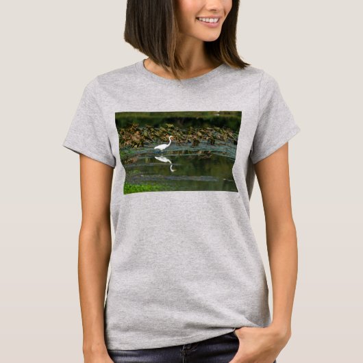 T - Shirt der Reflektion des weißen Egrets (Vorderseite)