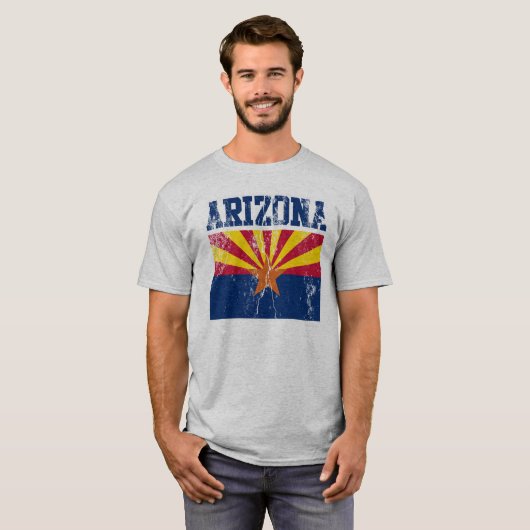 T - Shirt der Staatsflagge von Arizona (in Bedräng (Vorne ganz)