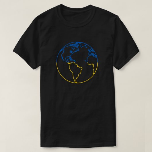 T - Shirt der ukrainischen Flaggenwelt (Design vorne)