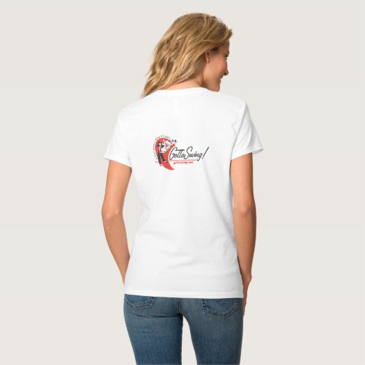 T-Shirt der V-Hals der Frauen (Rückseite Vollansicht)